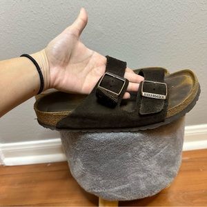 Birkenstock Arizona Sandals Dark Brown Oiled Leather Size 40